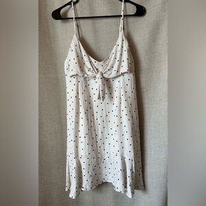 Aqua•tie front spaghetti strap mini dress•medium•rayon blend•black & white stars